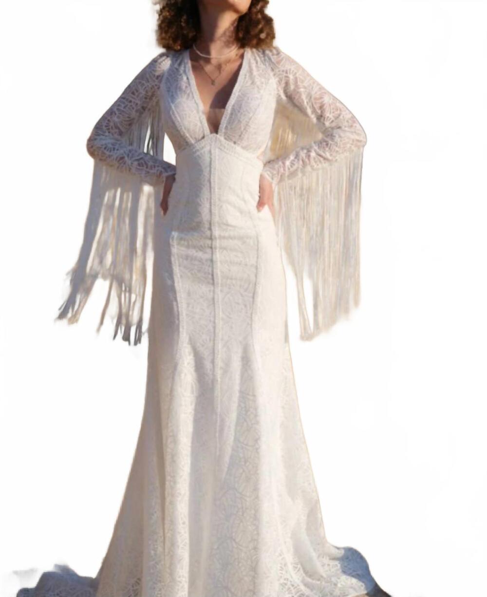 NEW ALL WHO WANDER cash fit-and-flare dress in ivory